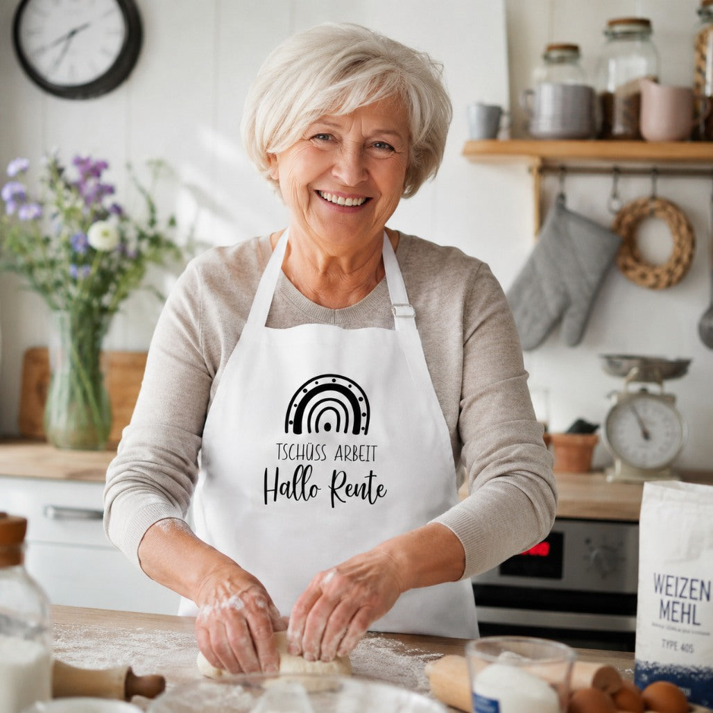 Kochschürze "Tschüss Arbeit - Hallo Rente"