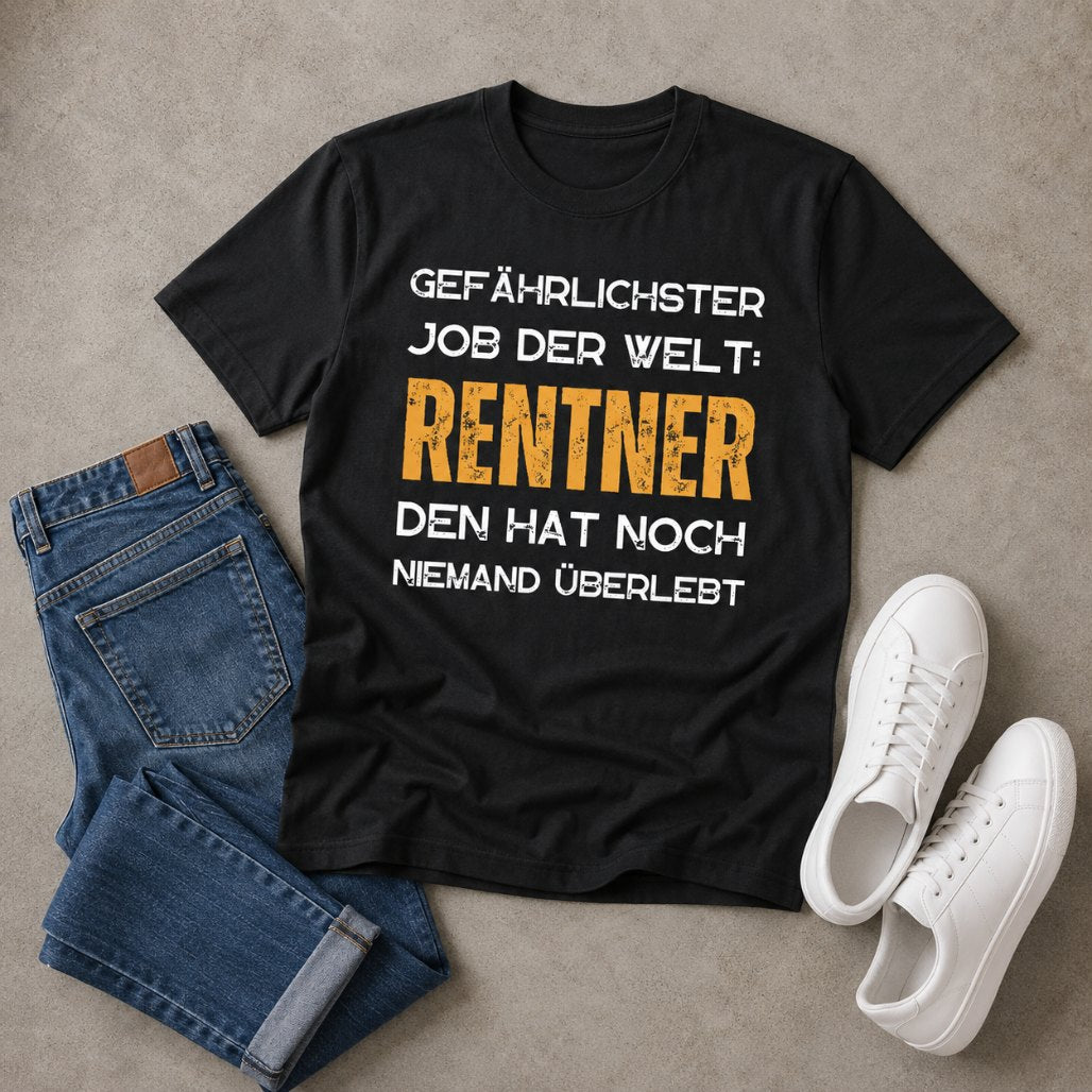 Lustiges Ruhestand T-Shirt für Männer "Rentner - Gefährlichster Job"