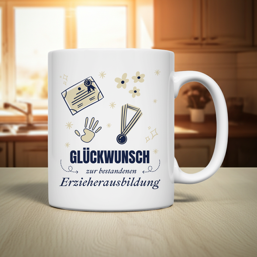 Tasse "Glückwunsch zur bestandenen Erzieherausbildung"