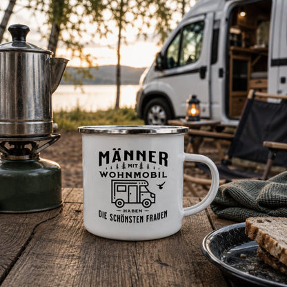 Emaille-Tasse "Männer mit Wohnmobil haben die schönsten Frauen"