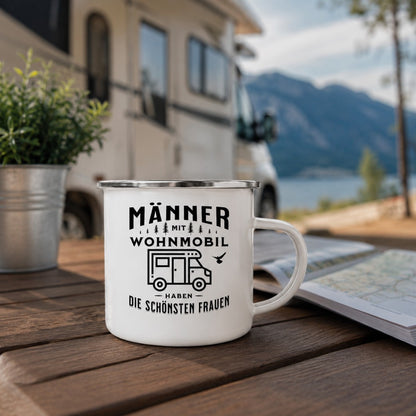 Emaille-Tasse "Männer mit Wohnmobil haben die schönsten Frauen"
