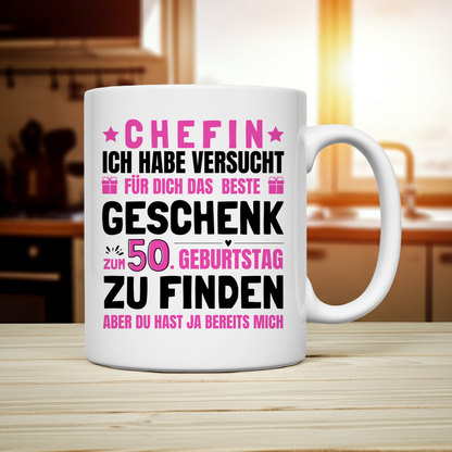 Tasse "Chefin - Das beste Geschenk zum 50. Geburtstag"