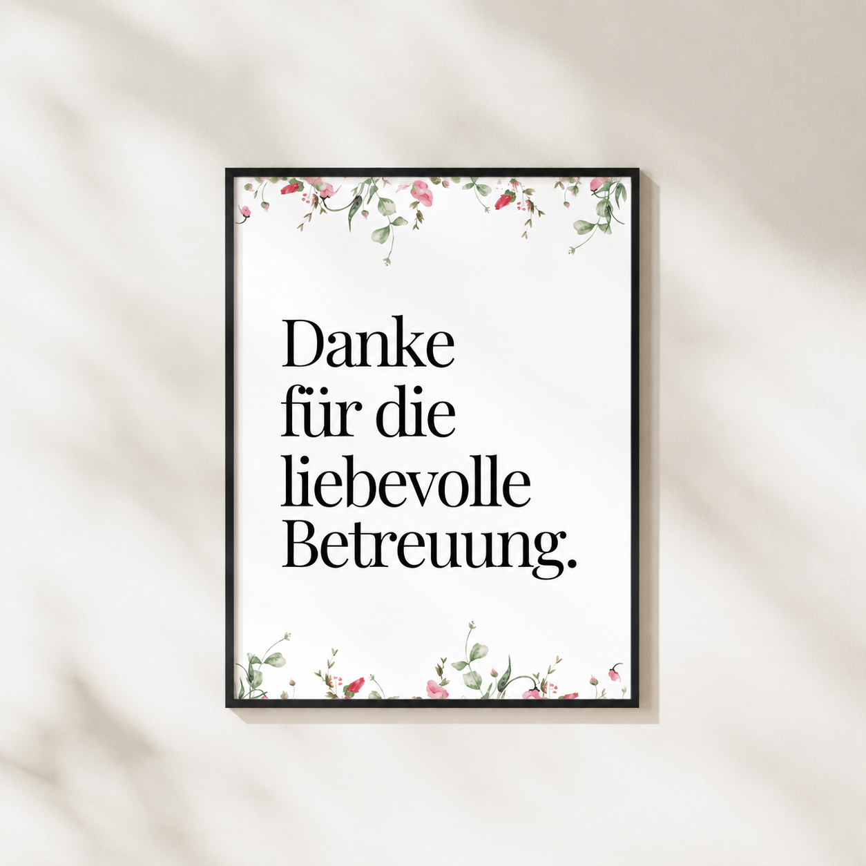 Poster danke Betreuung Pflegeteam mit Bilderrahmen