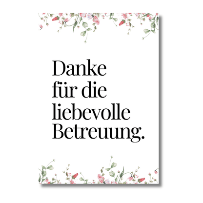 Poster "Danke für die liebevolle Betreuung"