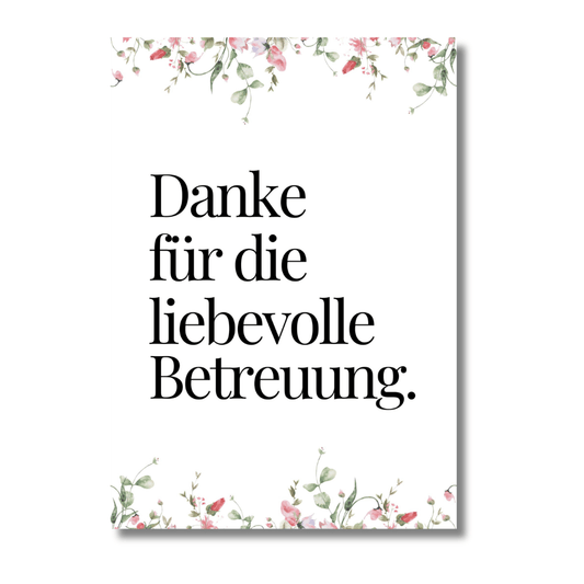 Poster "Danke für die liebevolle Betreuung"