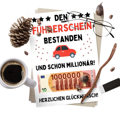 Poster "Führerschein bestanden und schon Millionär" (DIN A4)