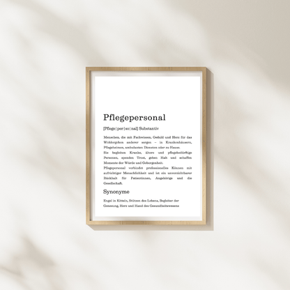 Poster "Pflegepersonal" (Definition)