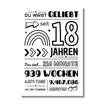 Poster "Du wirst geliebt seit 18 Jahren"