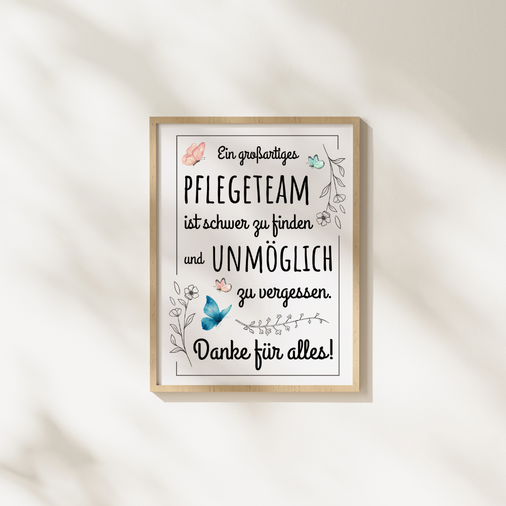 Poster "Großartiges Pflegeteam" (Danke)