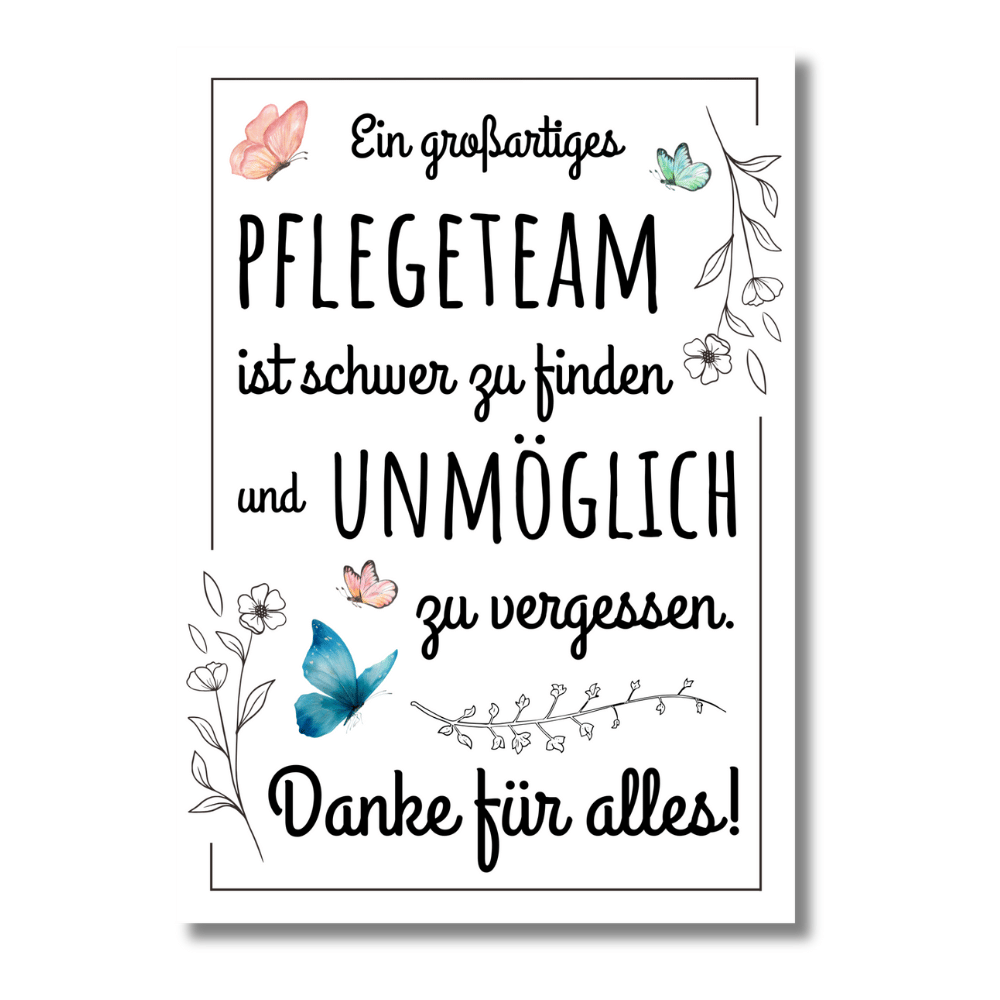 Poster Geschenk fürs Pflegepersonal "Großartiges Pflegeteam" 
