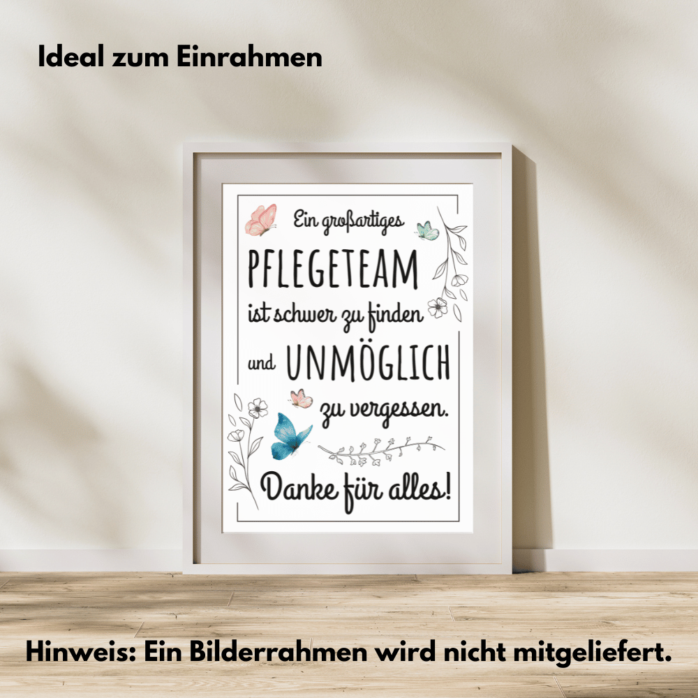 Poster "Großartiges Pflegeteam" (Danke)