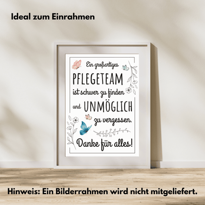 Poster "Großartiges Pflegeteam" (Danke)
