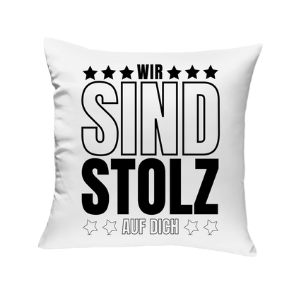 Sofakissen "Wir sind stolz auf dich" (Sternen-Motiv)