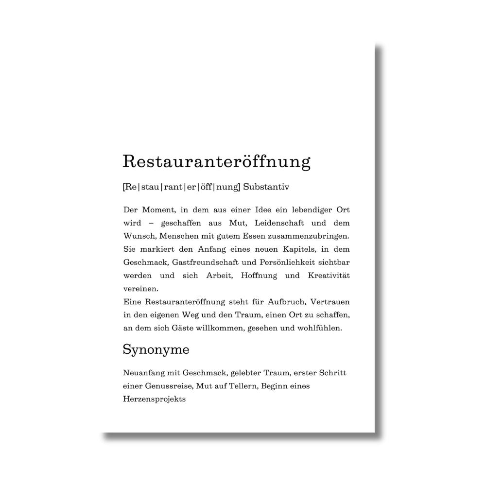 Poster "Restauranteröffnung" (Definition)