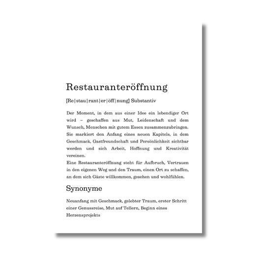 Poster "Restauranteröffnung" (Definition)
