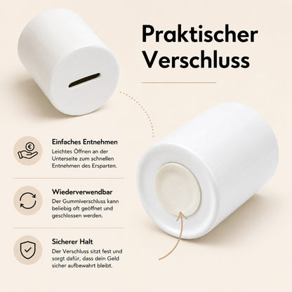 Spardose mit praktischem Verschluss