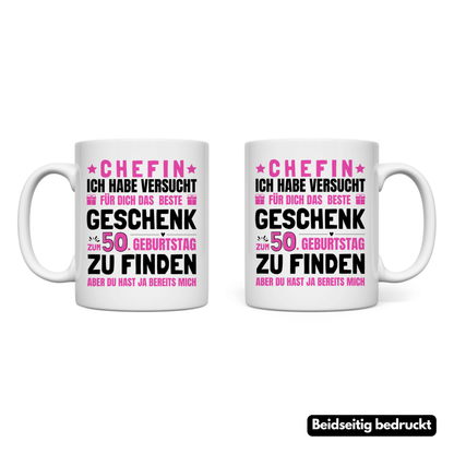 Tasse "Chefin - Das beste Geschenk zum 50. Geburtstag"