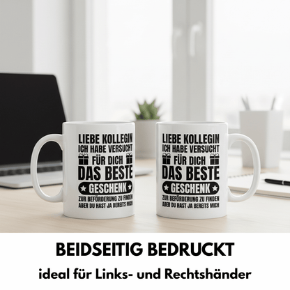 Geschenk Beförderung Kollegin Tasse beidseitig bedruckt