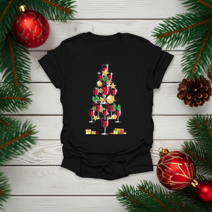 Frauen T-Shirt "Wein Weihnachtsbaum"