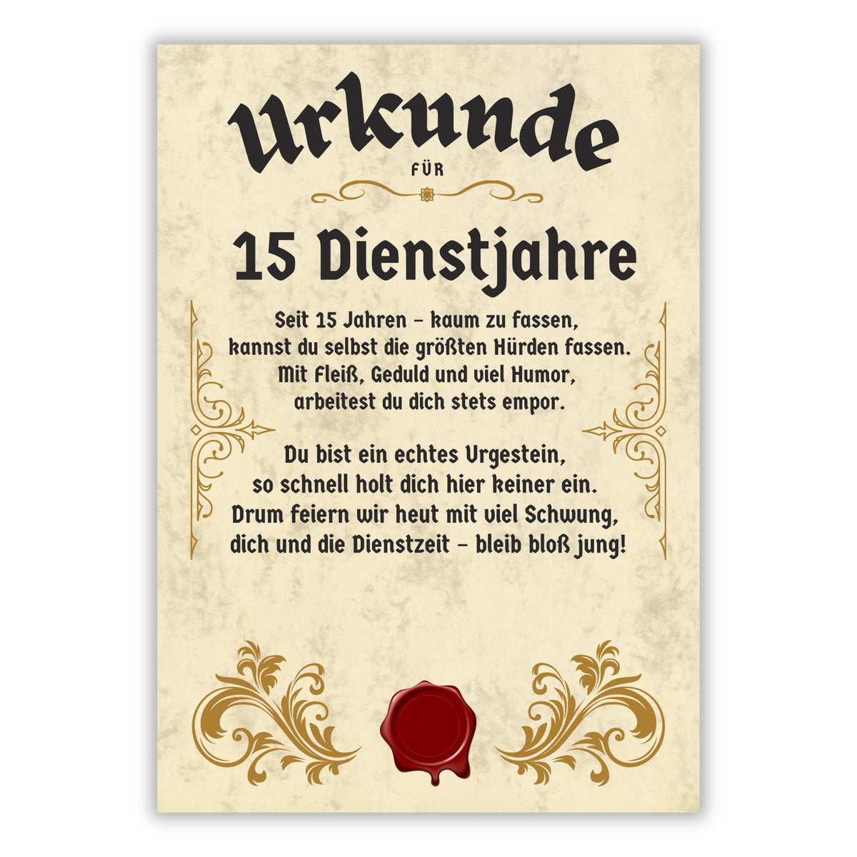 Urkunde 15 Jähriges Dienstjubiläum