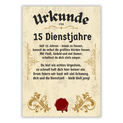 Urkunde 15 Jähriges Dienstjubiläum