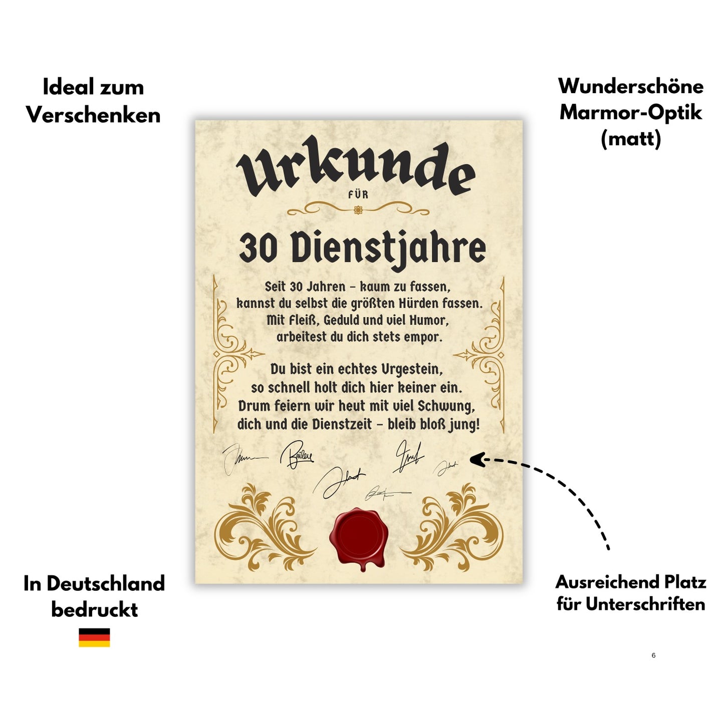 Urkunde 30 Jähriges Dienstjubiläum Eigenschaften