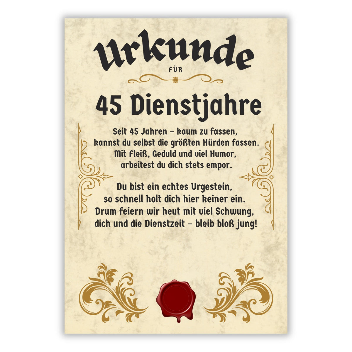 Urkunde 45 Jähriges Dienstjubiläum