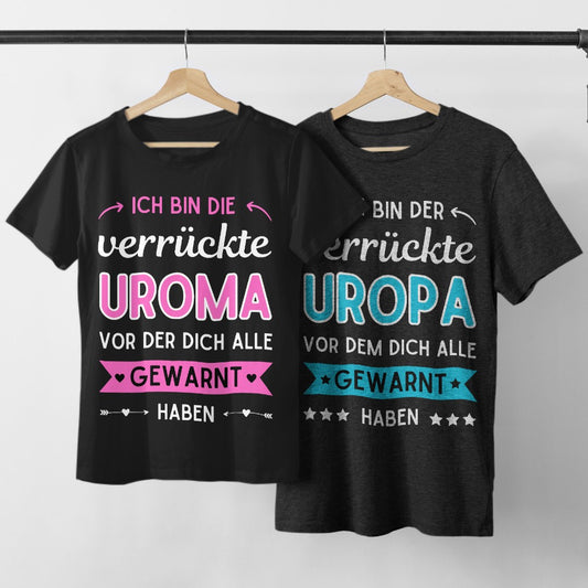 Witziges T-Shirt Bundle für Uroma und Uropa "Verrückt"