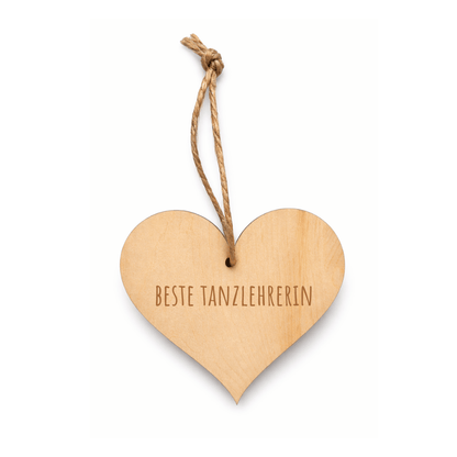Zirbenholz-Herz mit "Beste Tanzlehrerin" Gravur