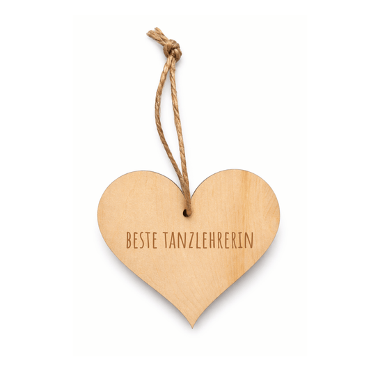 Zirbenholz-Herz mit "Beste Tanzlehrerin" Gravur