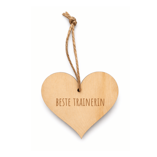 Zirbenholz-Herz mit "Beste Trainerin" Gravur