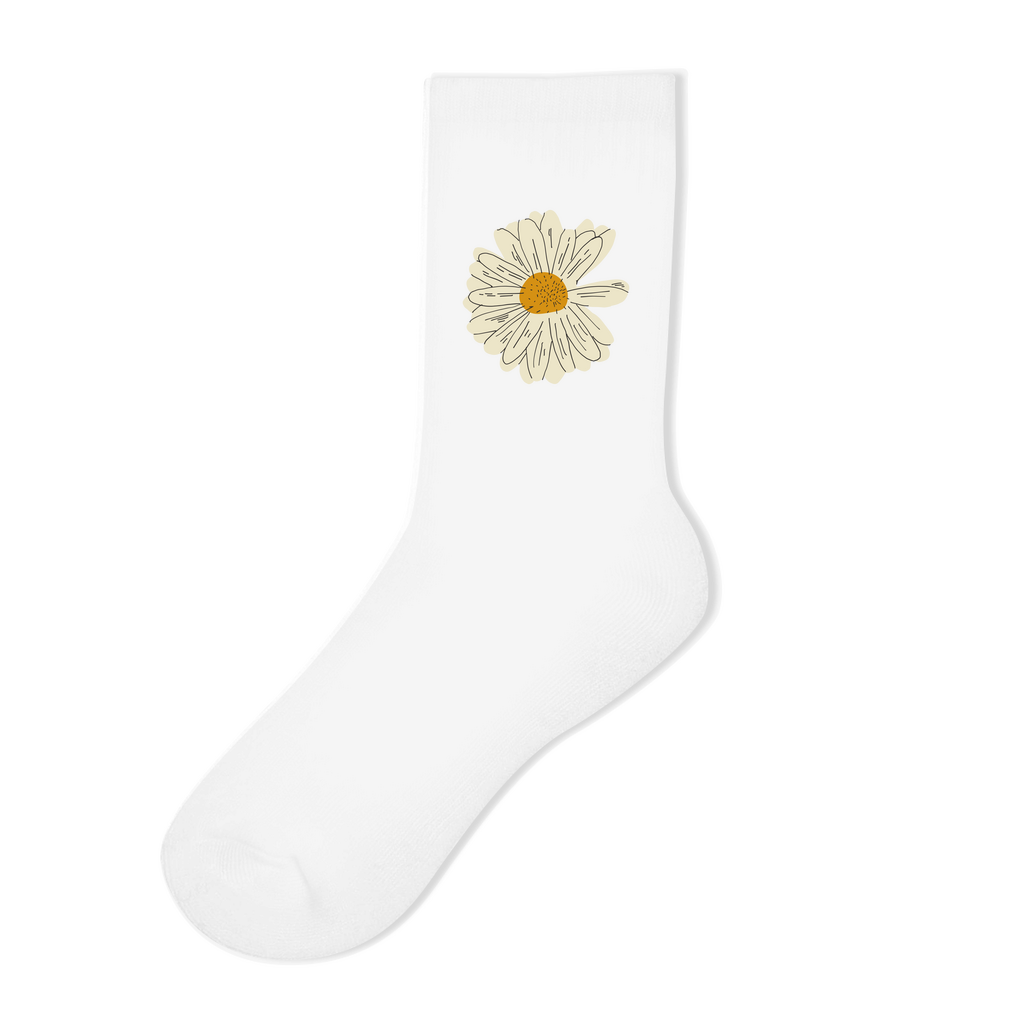 Socken "Minimalistisches Gänseblümchen" weiß