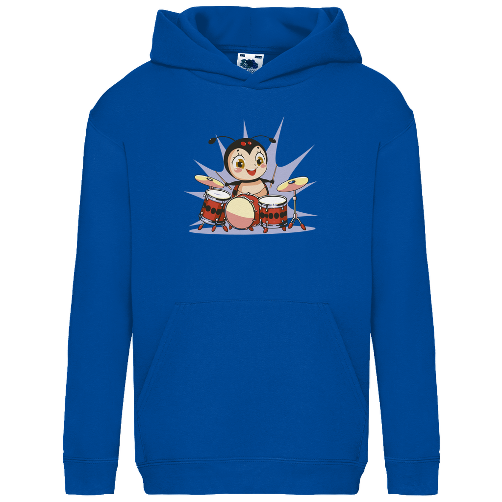 Kids Basic Hoodie "Marienkäfer spielt Schlagzeug" blau