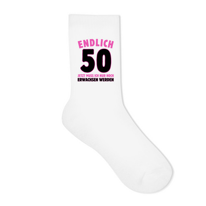 Socken "Endlich 50" (Pinkes Motiv)