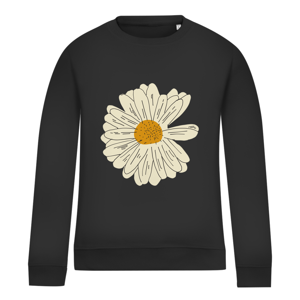 Damen Sweatshirt "Minimalistisches Gänseblümchen" schwarz