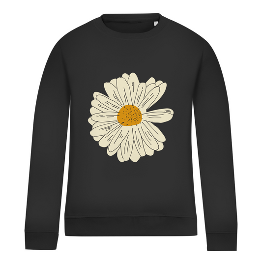 Damen Sweatshirt "Minimalistisches Gänseblümchen" schwarz