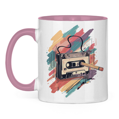 90er Tasse weiß/pink