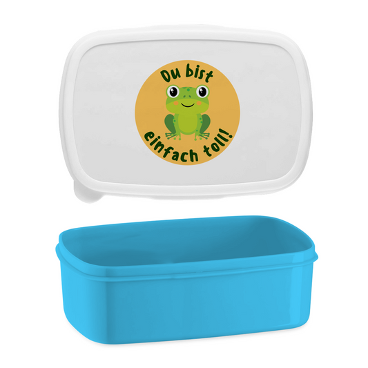 Lunchbox "Du bist einfach toll!" (Frosch-Motiv) blau