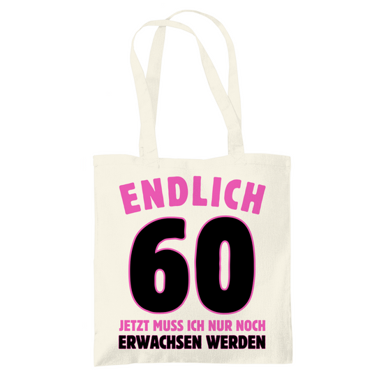 Tragetasche "Endlich 60" (Pinkes Motiv)