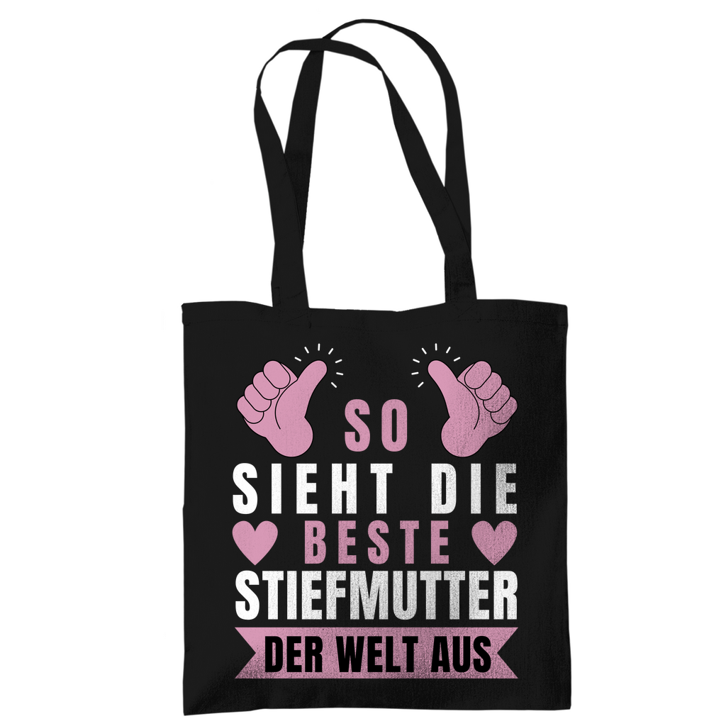 Tragetasche "So sieht die beste Stiefmutter der Welt aus"