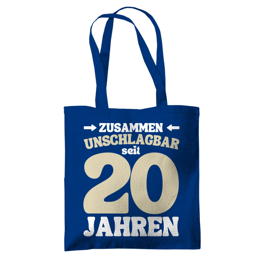 Tragetasche "Zusammen unschlagbar seit 20 Jahren" blau