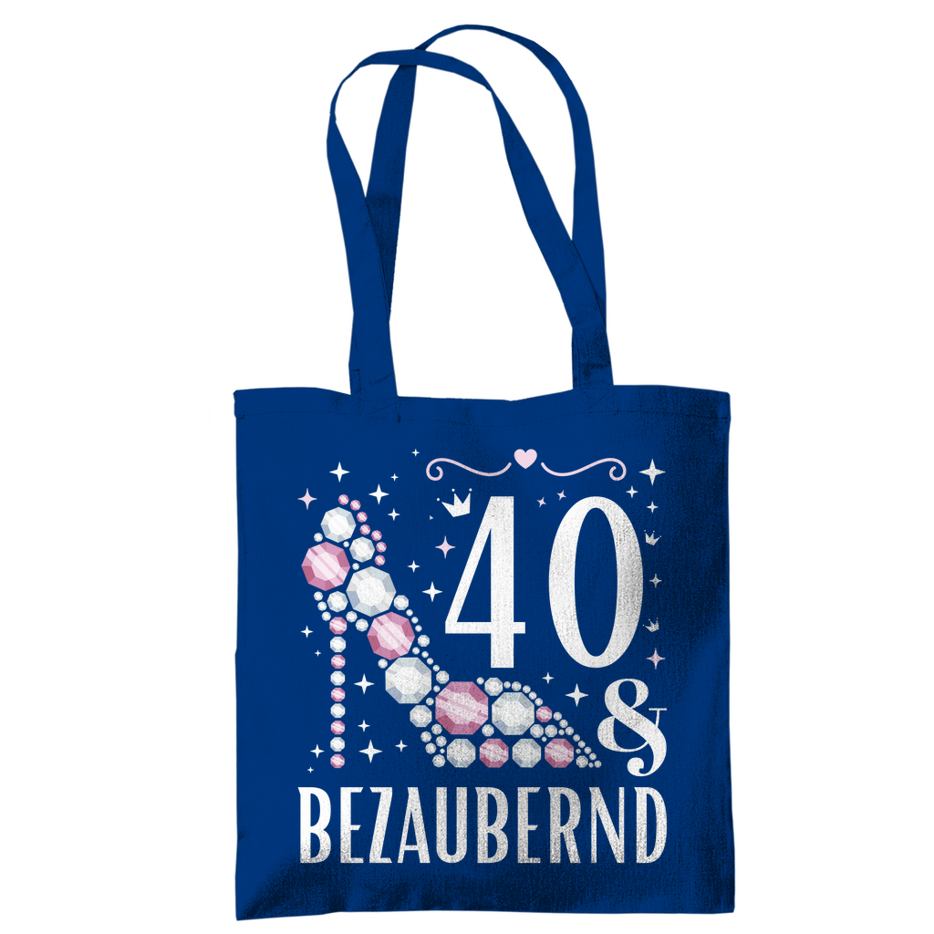 Tragetasche "40 und bezaubernd" blau