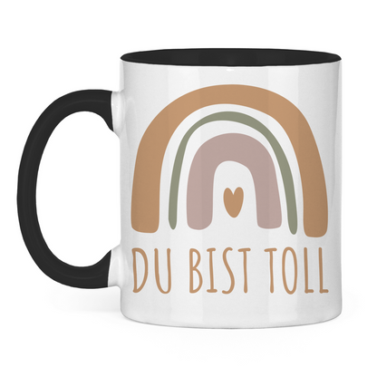 Tasse "Du bist toll" (Großer Regenbogen) schwarz