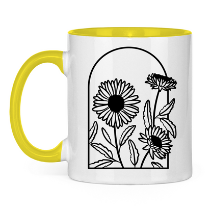 Tasse "Elegante Gänseblümchen" weiß/gelb