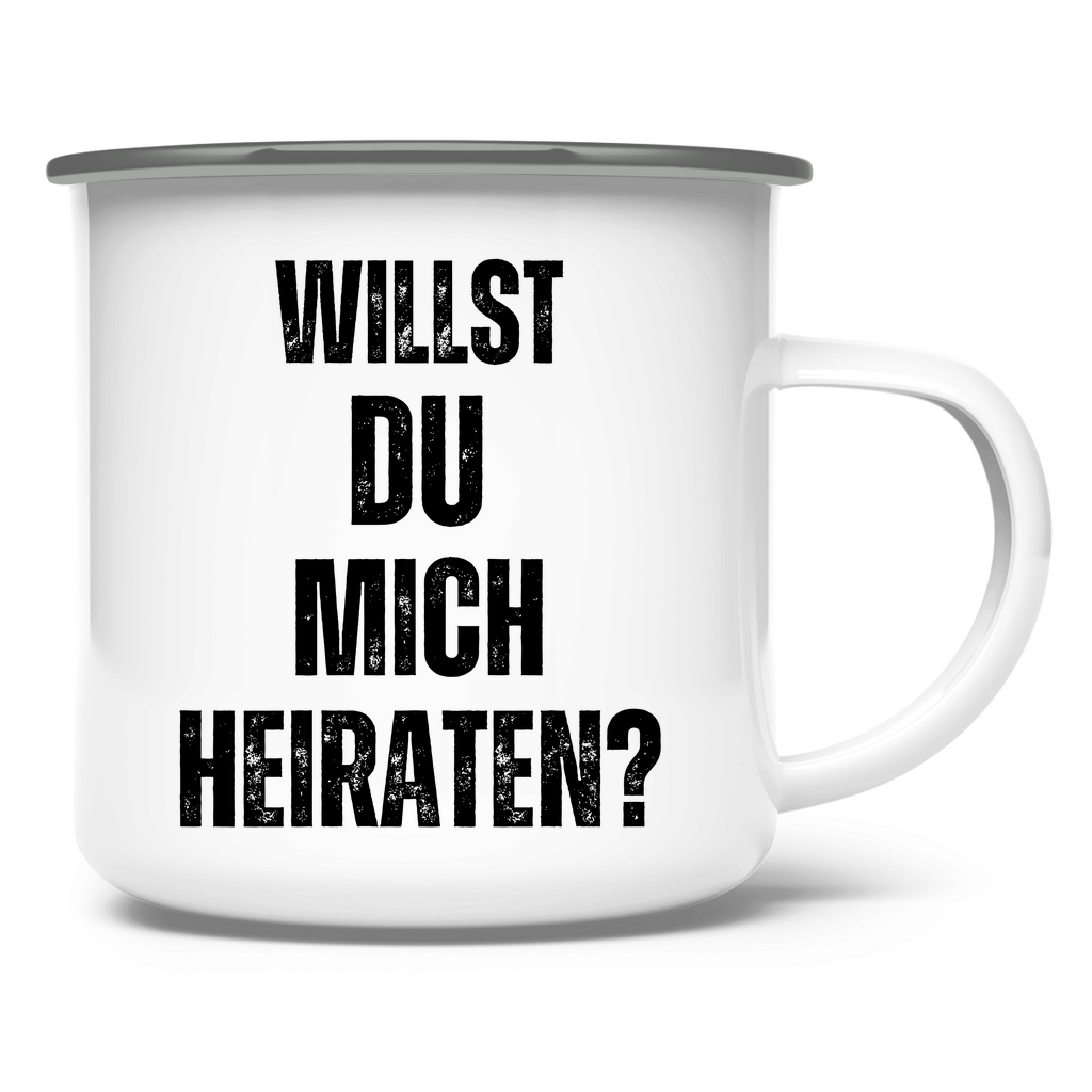 Emaille Tasse "Willst du mich heiraten?"