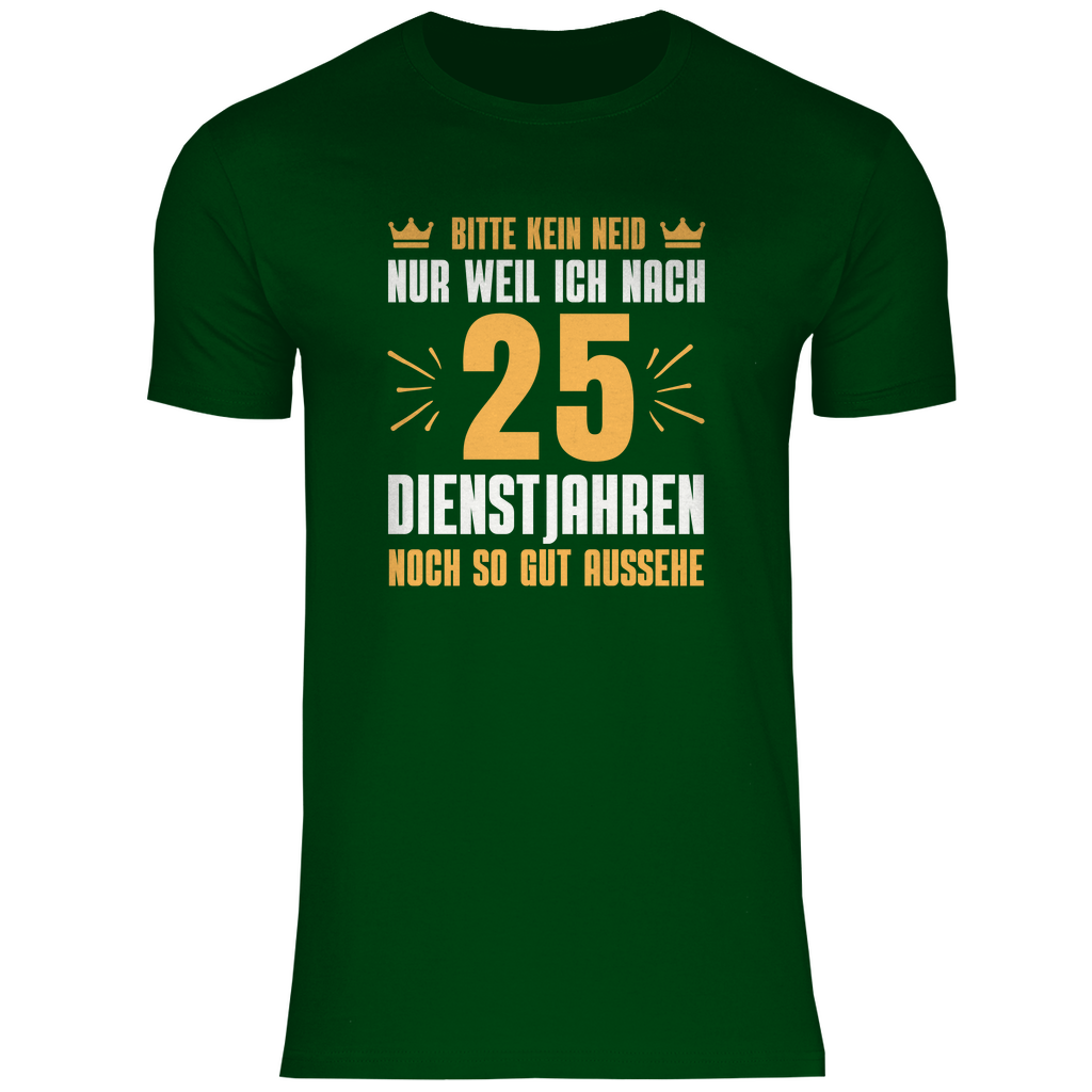 Herren T-Shirt "Nach 25 Dienstjahren noch so gut aussehe" (Orangenes Motiv)