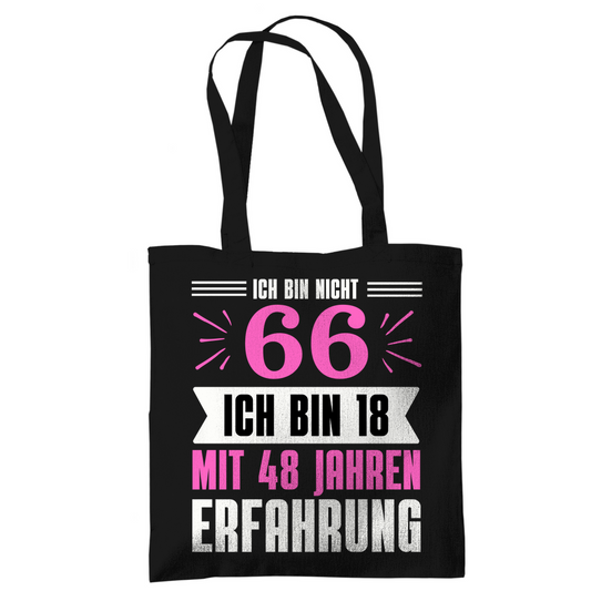 Tragetasche "Ich bin nicht 66" (Pinkes Motiv)