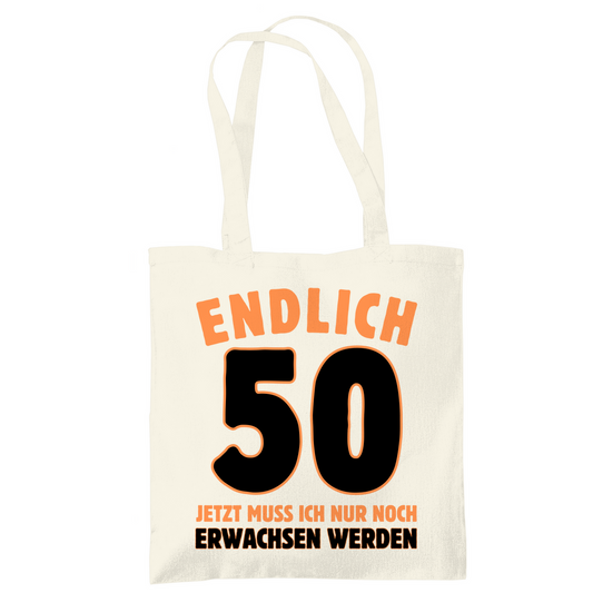 Tragetasche "Endlich 50" (Orangenes Motiv)