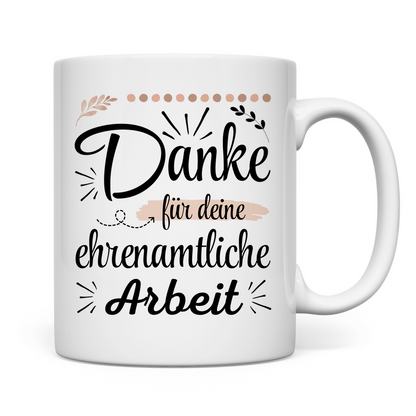 Tasse "Danke für deine ehrenamtliche Arbeit" Vorderseite