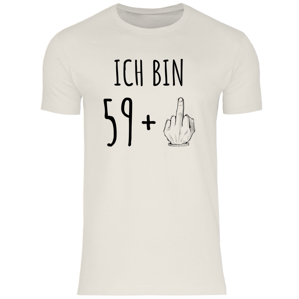 Herren T-Shirt "Ich bin 59 plus Mittelfinger" beige